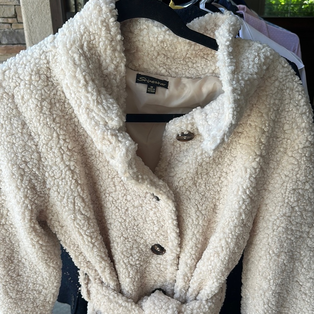 Skye's the Limit Cream Teddy Jacket Plush Warmth